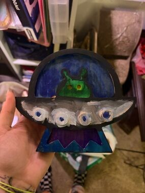 Hand-Painted Alien - Blue & Green